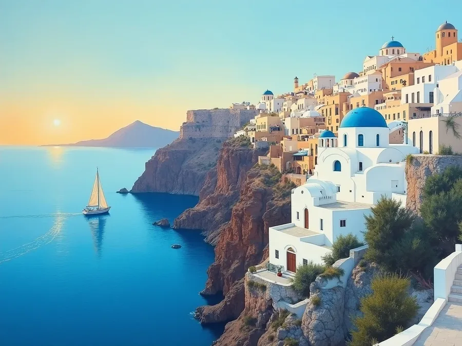 Gemalte Ansicht der Ägäis / Painted view of the Aegean